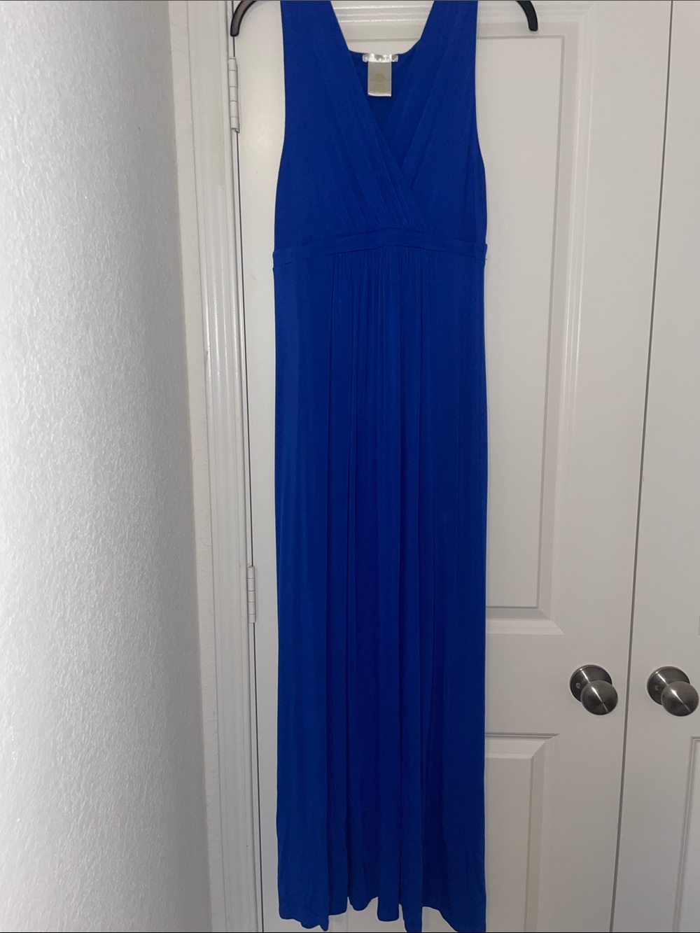 Matty M Royal Blue Faux-Wrap Maxi Dress Medium MD5310